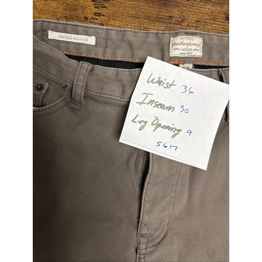 Weatherproof Vintage Men's Pants Size 36X32 Brown Khaki Regular Fit Flex Tech